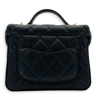 23C Vanity Box Top Handle Bag Black in Caviar Leather, Gold hardware