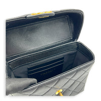 23C Vanity Box Top Handle Bag Black in Caviar Leather, Gold hardware
