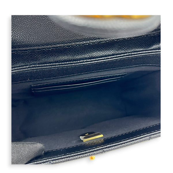 23C Vanity Box Top Handle Bag Black in Caviar Leather, Gold hardware