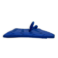 Intrecciato Pouch Blue in Calfskin, Silver hardware