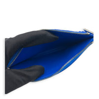 Intrecciato Pouch Blue in Calfskin, Silver hardware