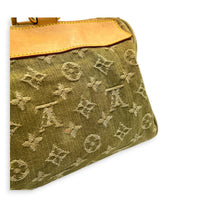 Neo Speedy Green Top Handle Bag in Denim, Gold hardware