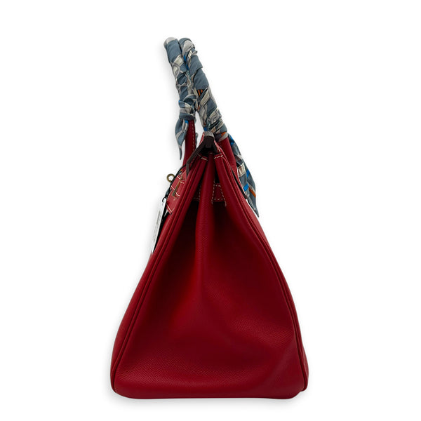 Birkin 35 Rouge Casaque Top Handle Bag in Epsom, Permabrass hardware