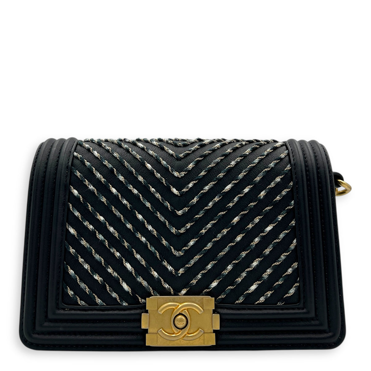 Boy Belt Bag Black in Calfskin, Gold hardware