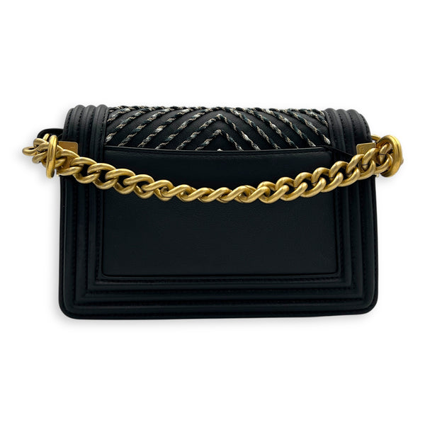 Boy Belt Bag Black in Calfskin, Gold hardware