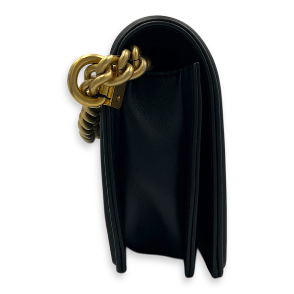 Boy Belt Bag Black in Calfskin, Gold hardware