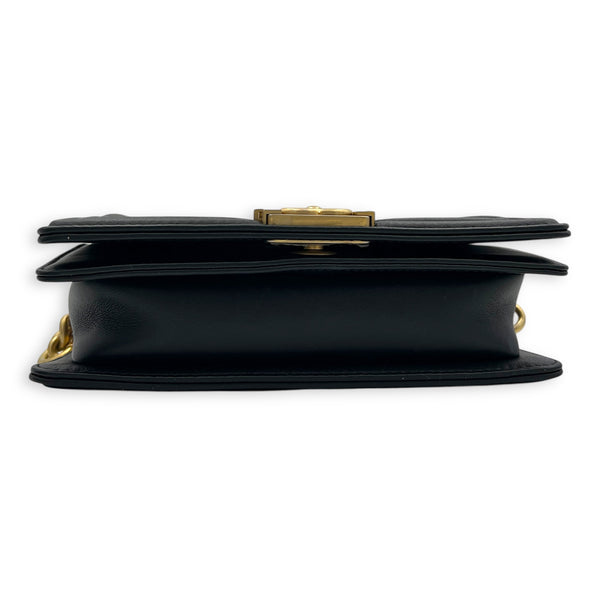 Boy Belt Bag Black in Calfskin, Gold hardware