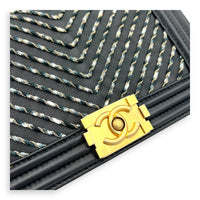Boy Belt Bag Black in Calfskin, Gold hardware