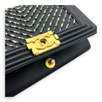 Boy Belt Bag Black in Calfskin, Gold hardware