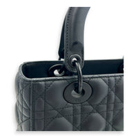 Lady Dior Top Handle Bag Medium Black in Lambskin, Gunmetal hardware