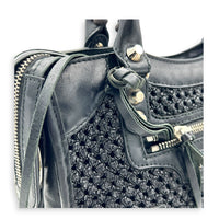 City Mini Woven Top Handle Bag in Mixed Calfskin, Silver hardware