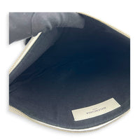 Logo White Pouch in Calfskin, Silver hardware