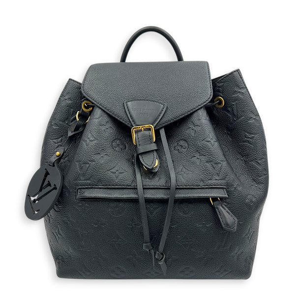 Montsouris Backpack Black in Empreinte Leather, Gold hardware