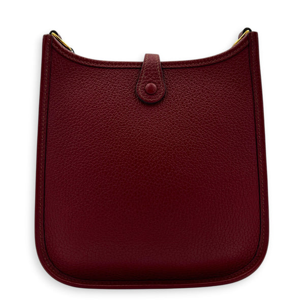 Evelyne Mini Rouge Grenat Crossbody Bag in Clemence, Gold hardware