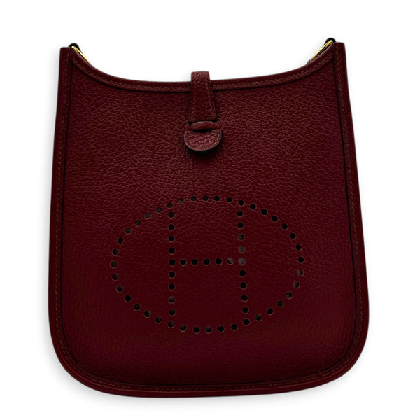 Evelyne Mini Rouge Grenat Crossbody Bag in Clemence, Gold hardware