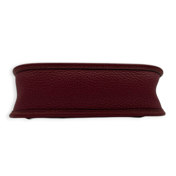 Evelyne Mini Rouge Grenat Crossbody Bag in Clemence, Gold hardware