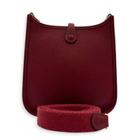Evelyne Mini Rouge Grenat Crossbody Bag in Clemence, Gold hardware