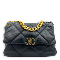C19 Shoulder Bag Medium Black in Lambskin, Gold hardware