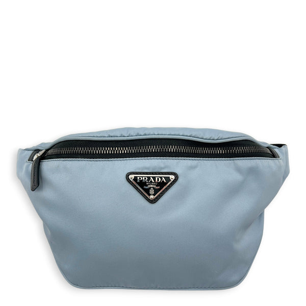 Logo Belt Bag Blue in Nylon, Silver hardware