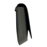 Logo Crossbody Bag Grey in Patent Leather, Silver hardware