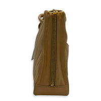 CC Circle Beige Shoulder Bag in Lambskin, Gold hardware