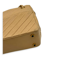 CC Circle Beige Shoulder Bag in Lambskin, Gold hardware