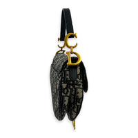 Saddle Shoulder Bag Mini Black in Canvas, Gold hardware