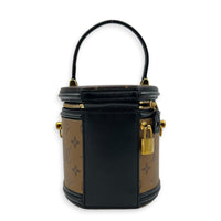 Cannes Bucket Bag Brown in Coated Canvas, Gold hardware
