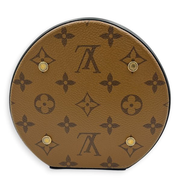 Cannes Bucket Bag Brown in Coated Canvas, Gold hardware