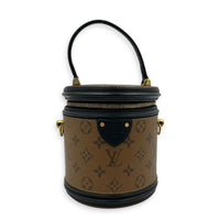 Cannes Bucket Bag Brown in Coated Canvas, Gold hardware