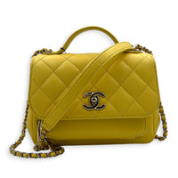 Business Affinity Top Handle Bag Yellow in Caviar Leather, Gold hardware