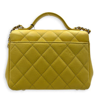 Business Affinity Top Handle Bag Yellow in Caviar Leather, Gold hardware