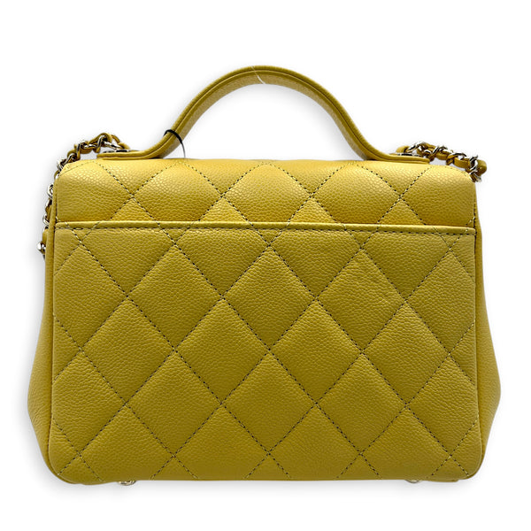 Business Affinity Top Handle Bag Yellow in Caviar Leather, Gold hardware
