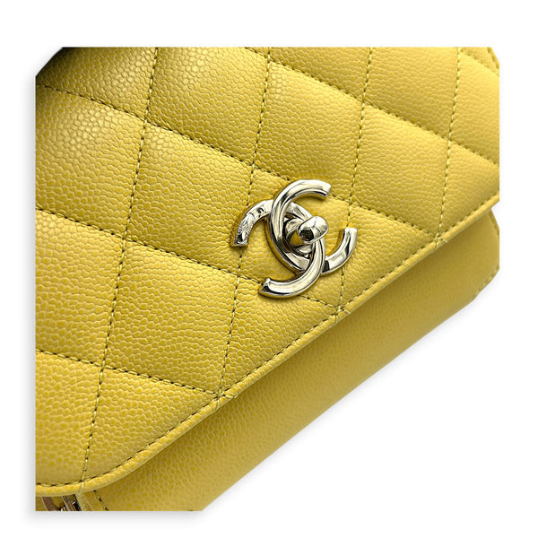Business Affinity Top Handle Bag Yellow in Caviar Leather, Gold hardware