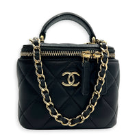 Vanity Case Top Handle Bag Mini Black in Lambskin, Gold hardware