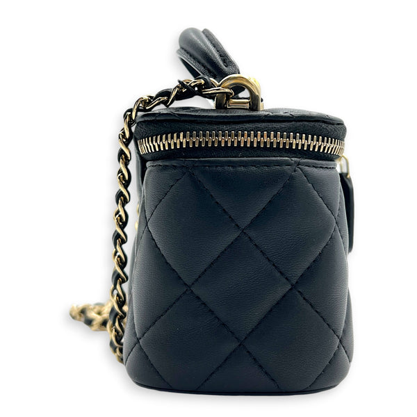 Vanity Case Top Handle Bag Mini Black in Lambskin, Gold hardware