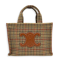 Cabas Top Handle Bag Brown in Canvas, Gold hardware