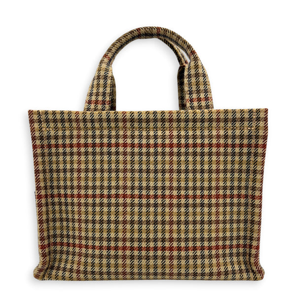 Cabas Top Handle Bag Brown in Canvas, Gold hardware