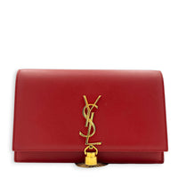 Kate Wallet On Chain Red in Calfskin, Gold hardware