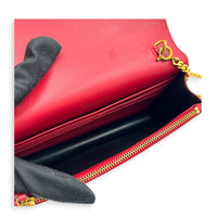 Kate Wallet On Chain Red in Calfskin, Gold hardware