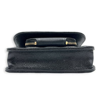 Business Affinity Mini Black Top Handle Bag in Caviar Leather, Gold hardware