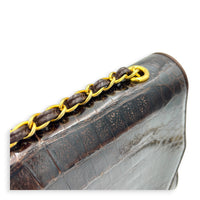 CC Vintage Flap Brown Shoulder Bag in Crocodile Leather, Gold hardware