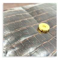 CC Vintage Flap Brown Shoulder Bag in Crocodile Leather, Gold hardware