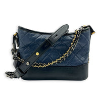 Gabrielle Crossbody Bag Small Blue in Calfskin, Mixed hardware