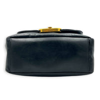 Monaco Black Top Handle Bag in Calfskin, Gold hardware