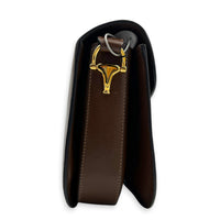 Horsebit 1955 Crossbody Bag Medium Brown in Calfskin, Gold hardware