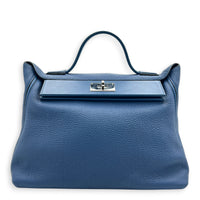 24/24 Bleu Brighton Top Handle Bag in Togo, Palladium hardware