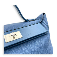 24/24 Bleu Brighton Top Handle Bag in Togo, Palladium hardware