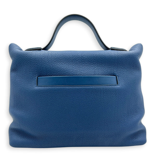 24/24 Bleu Brighton Top Handle Bag in Togo, Palladium hardware