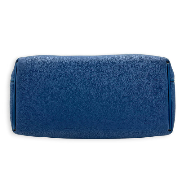24/24 Bleu Brighton Top Handle Bag in Togo, Palladium hardware